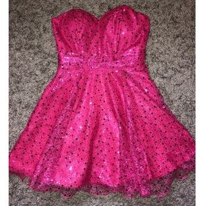 Pink sequin strapless dress